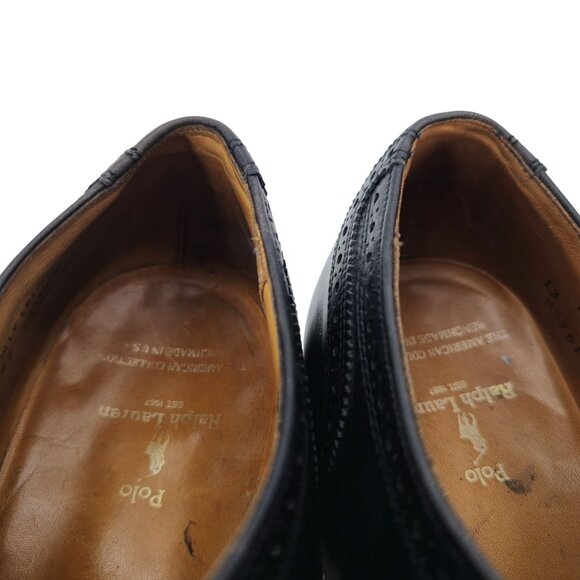 Polo Ralph Lauren Benchmade Italy Mens size 13 Black Leather Dress Shoes Oxfords - Picture 9 of 11